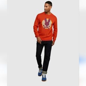 Psycho Bunny Acker Sweater,cotton knit,bonfire orange,S